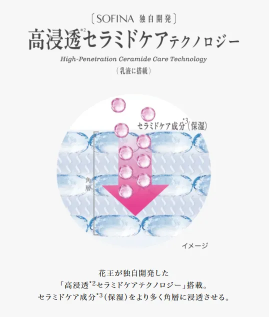 ソフィーナベーシックのうるおいターボ乳液の「高浸透セラミドケアテクノロジー」について